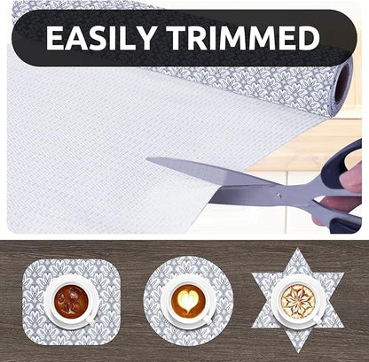 RAY STAR 12X120 Inch Shelf Liner for Kitchen Cabinets, Non-Adhesive Cabinet Liner Washable, PVC Drawer Liner for Dresser Non-Slip Bathroom (Black Floral)(9 Roll)