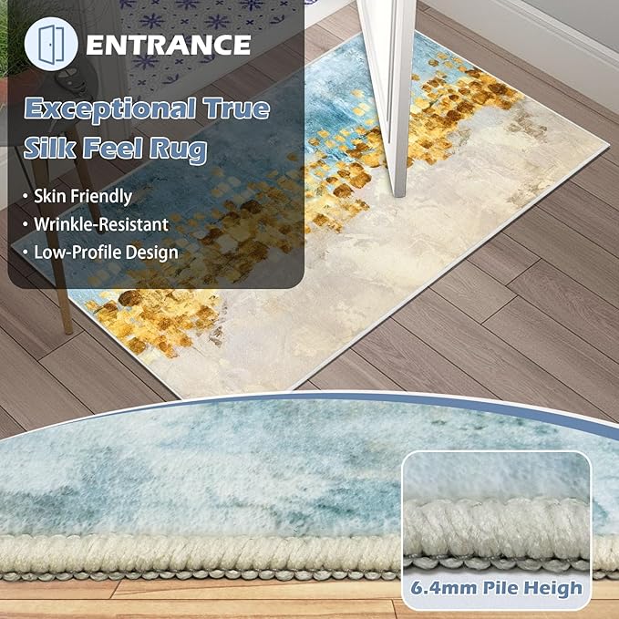 Runner Rug Washable 3x12 FT, Non Slip Rubber Backing Abstract Carpet, Soft Area Rugs for Bedroom Kitchen Hallway Entryway Bathroom, Customized