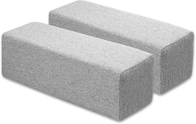 Couch Arm Rest Pillow, Linen Armrest Cushion, High Density Foam Armrest Cushion, Removable & Washable Rectangular Headboard Elbow Support for Armchair Sofa Bed,Light Gray-2pcs,7.9x7.9x19.7