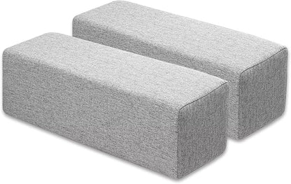 Couch Arm Rest Pillow, Linen Armrest Cushion, High Density Foam Armrest Cushion, Removable & Washable Rectangular Headboard Elbow Support for Armchair Sofa Bed,Light Gray-2pcs,7.9x7.9x19.7