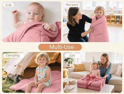 ZPECC Toddler Bedding Set - 4 Piece Hypoallergenic Baby Crib Bedding Set for Boys and Girls, Includes Toddler Comforter, Flat Sheet, Fitted Sheet and Pillowcase, Dusty Rose