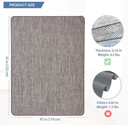 Chair Mat for Hardwood & Tile Floor, 47" x 52" Heavy Duty Office Chair Mat for Rolling Chairs, Anti Slip, Non-Curve, Floor Protector for Home Office, Gray Brown
