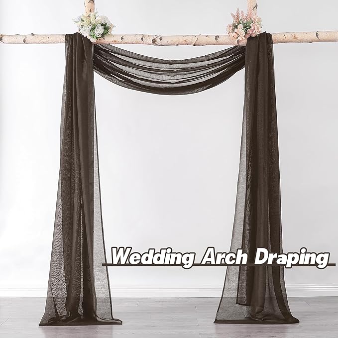 DONREN Chocolate Brown Window Scarf for Outdoor Decoration - Add Luxury Beautiful Elegant Effect to Curtain Panels (1 Panel, 34 x 216 Inches Long)