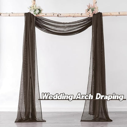 DONREN Chocolate Brown Window Scarf for Outdoor Decoration - Add Luxury Beautiful Elegant Effect to Curtain Panels (1 Panel, 34 x 216 Inches Long)