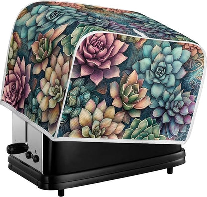 ZFRXIGN Succulent Plants Toaster Covers 4 Slice Wide Slot Dust Cover Case with Handle Toaster Cover Flower Case Small Appliance Covers Toaster Bag Protector Cactus Dark Green