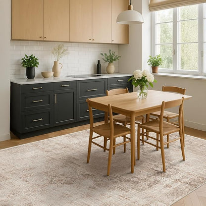 Farmhouse Area Rugs for Living Room - 8x10 Washable Modern Abstract Rug for Bedroom, Dining Room Under Table, Home Office, Soft Washable & Stain Resistance (Beige & Peach)