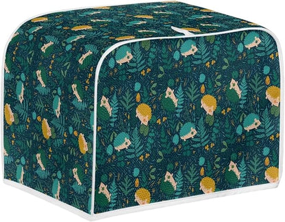 Flowers Hedgehog Printed 2 Slice Kitchen Machine Covers, Dustproof Toaster Cover Fits Most Standard Toaster, Small Kitchen Appliance, Bread Maker Protector