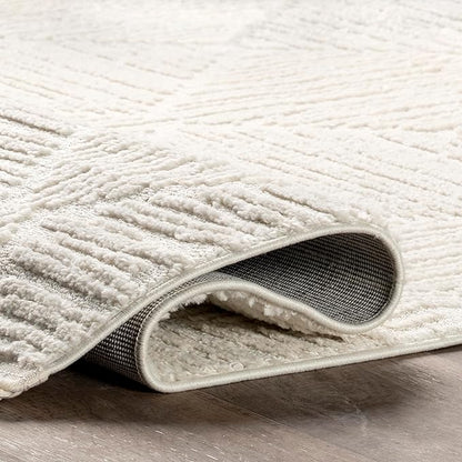 nuLOOM Kerry Cream, 6' Square, Geometric, Soft and Cozy, High Traffic, Stain Resistant, Easy Clean, Durable Area Rug for Bedroom, Living Room, Dining Space, Den, Foyer, Entryway
