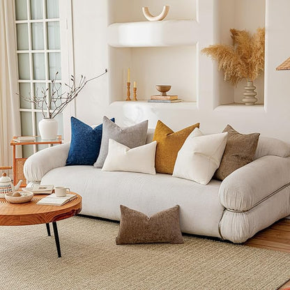 a moment Pack of 2 Decorative Chenille Throw Pillow Covers with Twill Cushion Covers for Sofa Living Room Couch Bed 22x22 Inch Grey