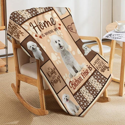 Bichon Frise Dog Print Blanket Best Dog Pet Animal Throw Blankets for Couch Sofa Stuff Decor Gifts Lightweight Soft Cozy Fleece Plush Warm Flannel Bedding for Lover Man Woman Teen Adults 60"x80"