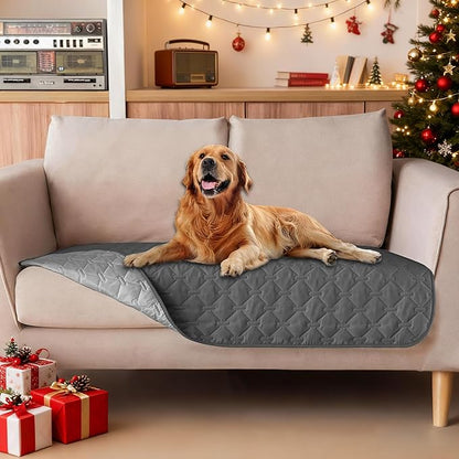 gogobunny 100% Double-Sided Waterproof Dog Bed Cover Pet Blanket Sofa Couch Furniture Protector for Puppy Large Dog Cat, Reversible (32x53 Inch (Pack of 1), Dark Grey/Light Grey)