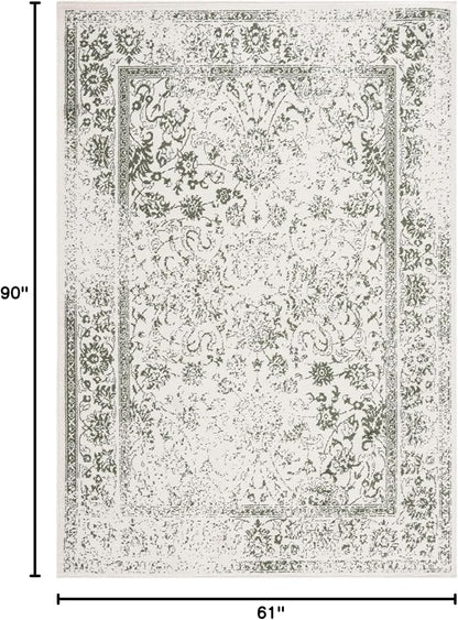 SAFAVIEH Adirondack Collection Area Rug - 5'1" x 7'6", Ivory & Dark Green, Distressed Design, Non-Shedding & Easy to Clean, Ideal for Living Room, Bedroom, Dining Space (ADR109X)