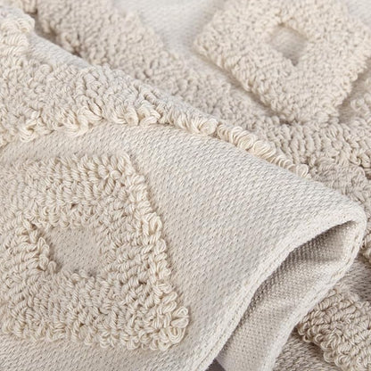 Boho Tufted Lumbar Throw Pillow Cover 12x 20, Modern Simple Diamond Farmhouse Neutral Linen Pillow Cushion Cases with Tassels, Cream Decorative Pillows for Bed, Outdoor Couch Bedroom Car