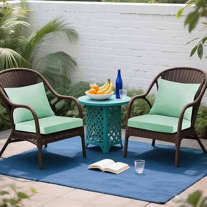 Outdoor Seat Cushion Set 24 x 24 In, Water-Resistant & Fade-Resistan, Patio Furniture Cushions with Removable Cover Deep Seat & Back Cushion with Handle and Adjustable Straps for Chair Sofa,1PC