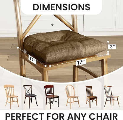 Klear Vu Gripper Overstuffed Universal Non-Slip Dining Chair Cushions for Kitchen Decor or Office Use, U-Shaped Skid-Proof Seat Pad, 17x17 Inches, 2 Count (Pack of 1), Solid Gold