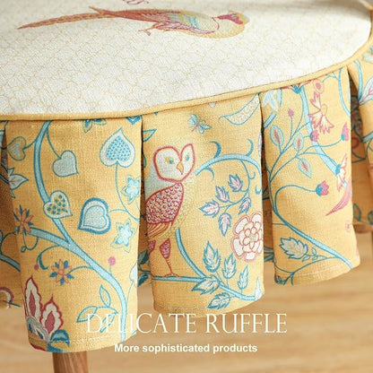 patdrea Pack of 2 Chair Cushions for Dining Chairs with Ruffled, Yellow Birds Seat Cushion with Ties,Removable,Non Slip Chair Pads Decor for Bar Stool Cushions, Indoor Kitchen Chairs, 17.7"x17.7"