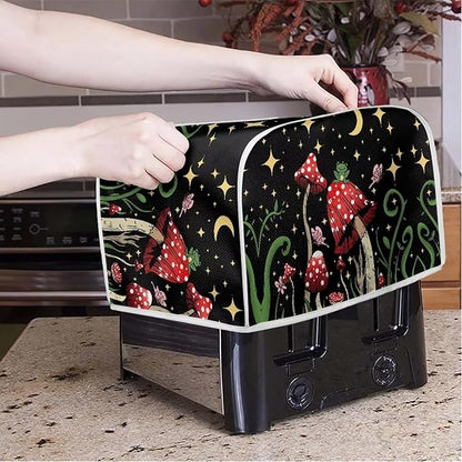 ZFRXIGN Butterfly Mushroom Toaster Cover 2 Slice Wide Slot Toaster Dust Covers Oven Cover Moon Night Kitchen Small Appliance Cover with Top Handle Home Decor Galaxy Frog