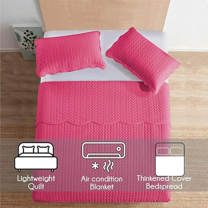 IR Imperial Rooms 8 Pack California King Quilt Bedding Set (118"x106") - Bulk Wholesale for Hotels, Guest Bedroom & Airbnbs - Lightweight Microfiber Reversible Embossed Quilts Bedspread (Pink)