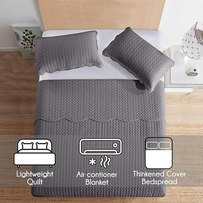 IR Imperial Rooms 8 Pack Quilt King Size Bedding (106" x 96") - Bulk Wholesale for Hotels, Guest Bedroom & Airbnbs - Lightweight Microfiber Reversible Embossed Quilts Bedspread (Grey)