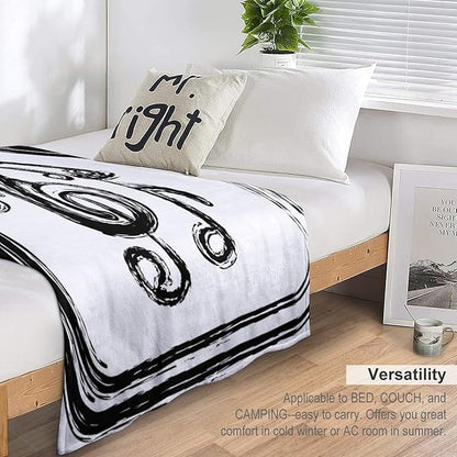 Music Blanket Black Abstract Graffiti Music Note Art Printed Soft Cozy Lightweight Throw Blanket for Kids Girls Boys Women Men Bedroom Living Room Dorm Chair Sofa Travel 50x60in