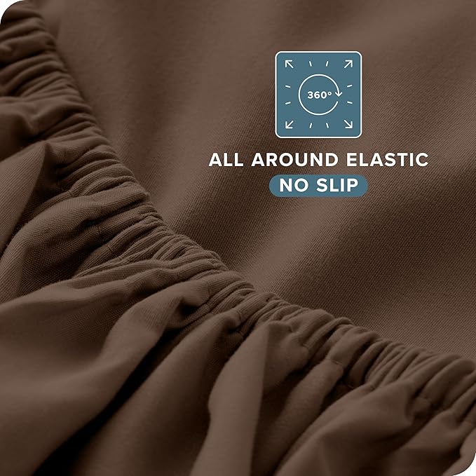Bare Home Full XL Sheet Set - Luxury 1800 Ultra-Soft Microfiber Extra Long Bed Sheets - Double Brushed - Deep Pockets - Easy Fit - 4 Piece Set - Bedding Sheets & Pillowcases (Full XL, Cocoa)
