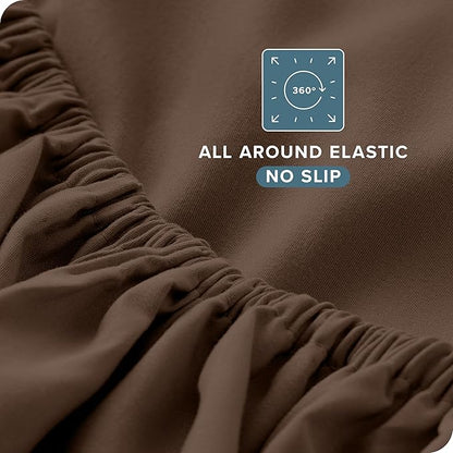 Bare Home Full XL Sheet Set - Luxury 1800 Ultra-Soft Microfiber Extra Long Bed Sheets - Double Brushed - Deep Pockets - Easy Fit - 4 Piece Set - Bedding Sheets & Pillowcases (Full XL, Cocoa)