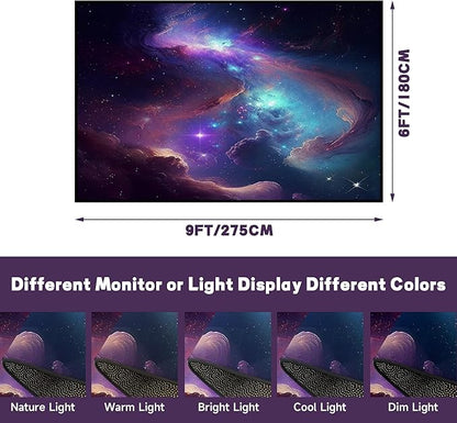 6' x 9' Galaxy Area Rug Bedroom Living Room for Girls Kids Boys Large Carpet Nebula Vortex Throw Rugs Purple Blue Cloud Floor Mat,180 X 275cm,Purple