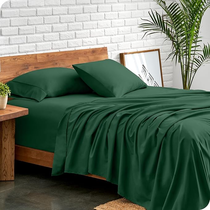 Bare Home Full Sheet Set - Luxury 1800 Ultra-Soft Microfiber Full Bed Sheets - Double Brushed - Deep Pockets - Easy Fit - 4 Piece Set - Bedding Sheets & Pillowcases (Full, Forest Green)
