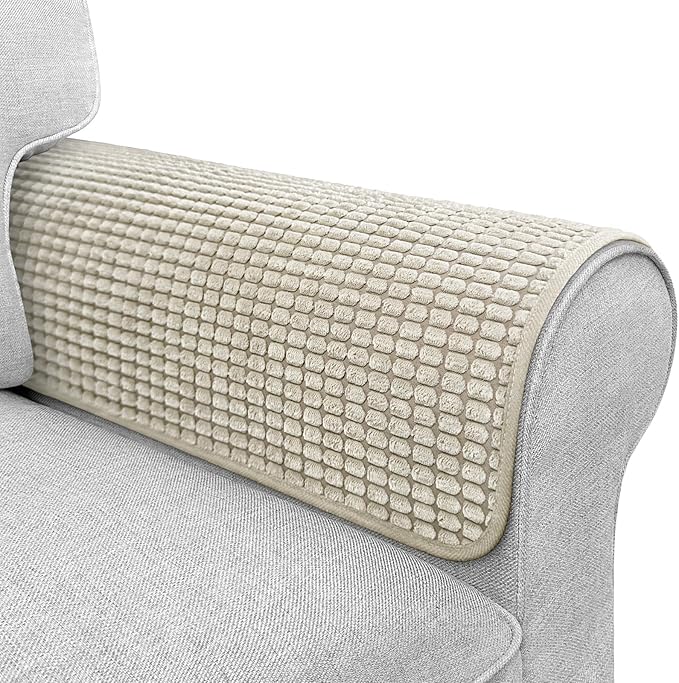 Couch Arm Covers, Sofa Arm Covers, Waterproof Armrest Cover for Sofa, Armchair, Loveseat, Headrest Cover, Non-Slip Recliner Arm Cover, Arm Chair Covers Set of 2 (Taupe, 23"×19")