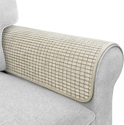 Couch Arm Covers, Sofa Arm Covers, Waterproof Armrest Cover for Sofa, Armchair, Loveseat, Headrest Cover, Non-Slip Recliner Arm Cover, Arm Chair Covers Set of 2 (Taupe, 23"×19")