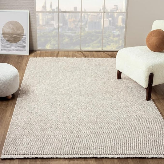LUXE WEAVERS Solid Machine Woven Beige 5x7 Area Rug, Indoor Stain-Resistant Carpet
