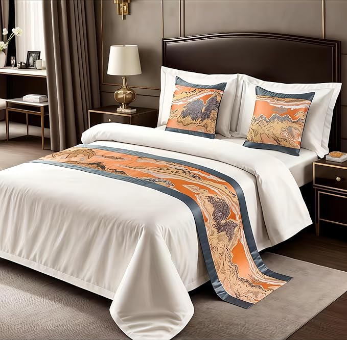 Bed Runner for Guest Room，Luxury Bed Runner，Wedding Bed Runner，Embroidered Bed Runner，Breathable Washable，Hotel Decor，Bed Decorations ，for Home Hotel Decorations(B,50 * 240cm)