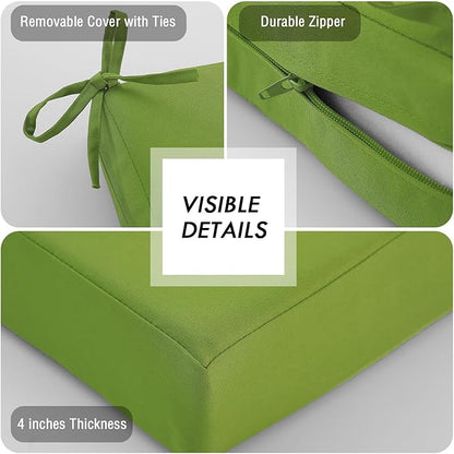 idee-home Outdoor Cushions for Patio Furniture, Outdoor Seat Cushion, Waterproof Couch Hampton Bay Deep Seat Replacement Chair Cushions for Garden Lawn Backyard Deck, 24 x 24 Green