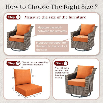 Luxury Outdoor Seat Cushion Set-22 x 24 x 6 Inch Outdoor Chair Cushions with Water Resistant & Removable Cover Outdoor Cushions for Patio Furniture Chair Sofa Couch