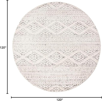 SAFAVIEH Tulum Collection Area Rug - 10' Round, Ivory & Grey, Moroccan Boho Tribal Design, Non-Shedding & Easy to Clean, Ideal for Living Room, Bedroom, Dining Space (TUL272A)