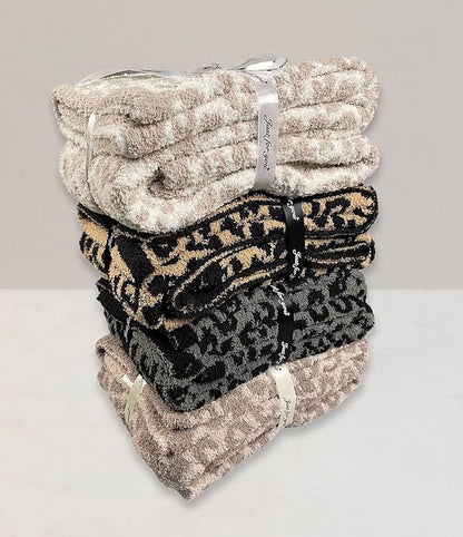 Fluffy Leopard Knitted Throw Blanket for Couch Lightweight Soft Plush Fluffy Warm Cozy -50x60inch,Perfect for Bed, Sofa,Leopard