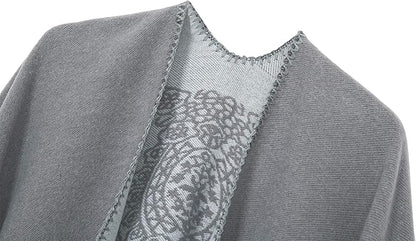 Women's Vintage Pattern Open Front Poncho Cape Shawl Winter Shawl Wraps