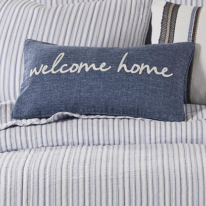Levtex Home - Tobago - Decorative Pillow (12 x 24 in.) - Welcome Home - Blue and White