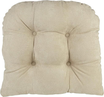 Klear Vu Gripper Overstuffed Universal Non-Slip Dining Chair Cushions for Kitchen Decor or Office Use, U-Shaped Skid-Proof Seat Pad, 17x17 Inches, 2 Count (Pack of 1), Linear Stone Tan
