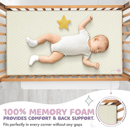 2” Crib Mattress Topper Memory Foam - Waterproof Breathable Soft Washable Cover 52” x28” x 2” Fits Standard Size Cribs & Toddler Beds by Sleepah