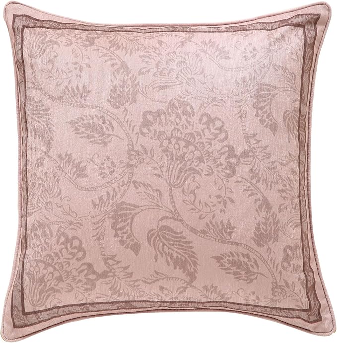 Pink Farmhouse Throw Pillow Covers,Birds and Flowers Pattern Cozy Velvet Pillowcases,Decoration Square Pillows Cushion Covers for Couch Sofa Bed Car Chair,18"x18"