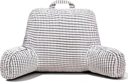 NOONTIDE Reading Pillow with Top Handle,Uniquely Designed Soft Fabric, Ergonomic Back Support for Bed,Cover Washable Sit up Pillow,Watching TV/Gaming/Relaxing(White)