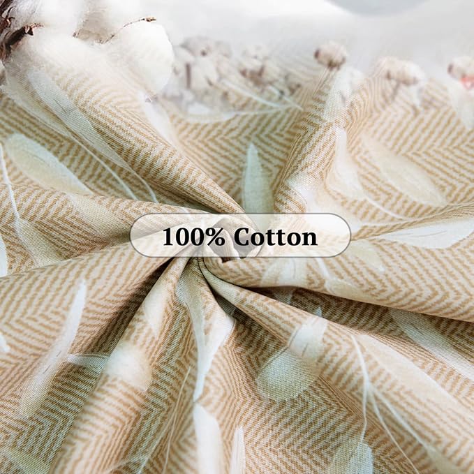 ZonLi Futon Mattress Cover Queen Size for Traditional Japanese Floor Futon Mattress with Zipper,Tatami Floor Sleeping Mat Cover,Super Soft and Machine Washable (64‘’x84‘’, Beige Leaves)