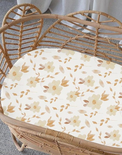Bassinet Sheets for Baby Girls Boys 2 Pack, Fitted Baby Mattress Sheet for Rectangle, Oval, Hourglass Bassinet Mattress, Breathable Cozy & Universal Fit (Honeybee Dreams)