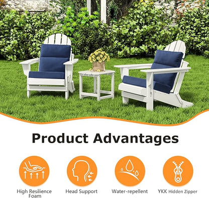 Sunbrella Outdoor High Back Chair Cushion Seat Pads, 44 x 21 Inch Water-Repellent & Fade-Resistant Patio Furniture Cushions with Ties for Adirondack, Rocking Chairs, Specrtum Indigo