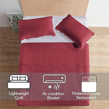 IR Imperial Rooms California King Quilt Bedding Set Size (118"x106") + 2 Pillow Shams (20" x 36"+ 2") - 3 Pcs All Season Reversible Microfiber Coverlet Embossed Quilt Bedspread (Burgundy)