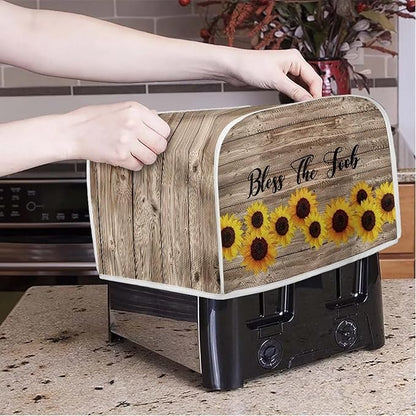 Sunflower 2 Slice Toaster Cover, Dustproof Bread Maker Oven Cover, Small Kitchen Appliance Protector, Anti-Fingerprints Kitchen Bread Machine Protection
