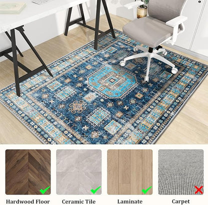 Office Chair Mat for Hardwood Floor, 72"x48" Easy Glide Computer Desk Mat Protector for Rolling Chair Under Desk Rug Nonslip Backing, Machine Wash, (Modern)