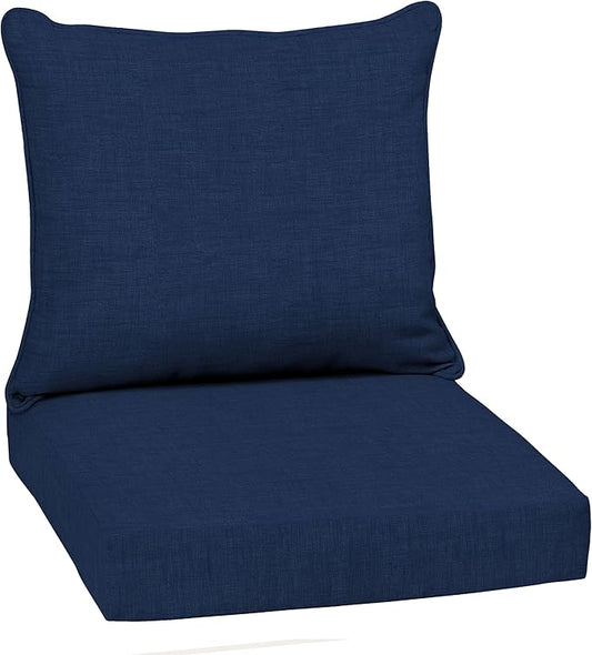 Arden Outdoor Deep Seat Cushion Set, 22 in x 24 in, Weather-Proof, Rain-Proof, Fade Resistant Patio Cushion Sapphire Blue Leala