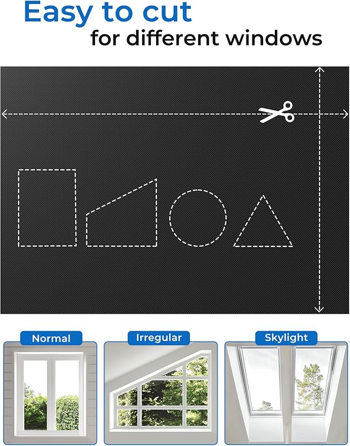 Sumobaby Blackout Curtains Portable 17"x36",No Drill Blackout Shades with Heat-resistant Hook&Loop Tapes,100% Blackout Window Cover,Thermal Insulated Blinds for Window in Various Scenes(1 Panel,Black)